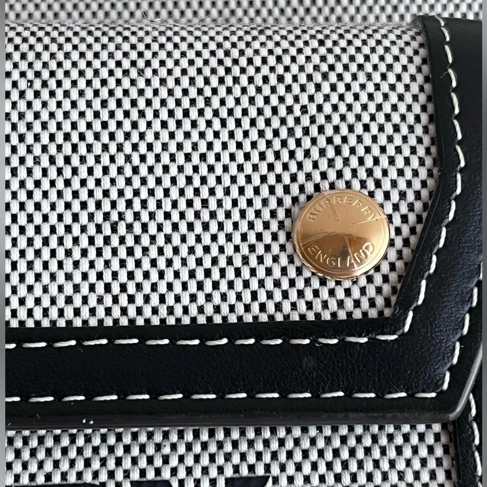BURBERRY Horseferry Logo Canvas and Leather Pocket Bag